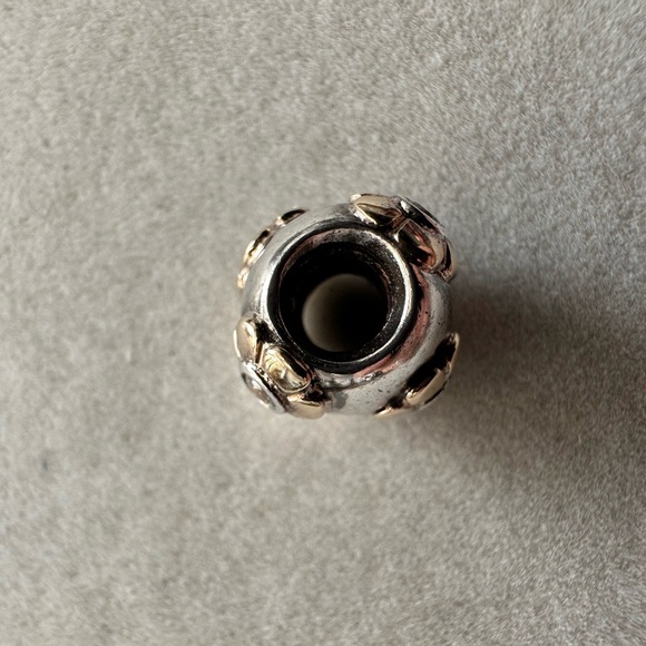 Pandora Silver and Gold Bracelet Charm with Floral Design - Picture 4 of 8